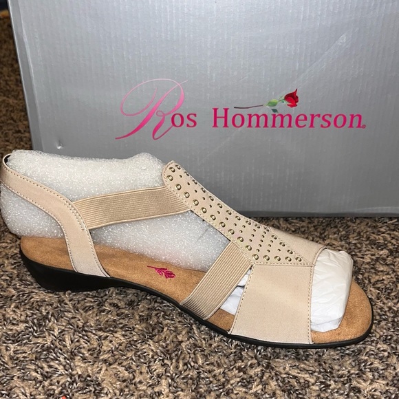 Ros Hommerson Taupe Miriam Sandals Women’s Size 8 Wide T-Strap Elegant NEW - Picture 6 of 9